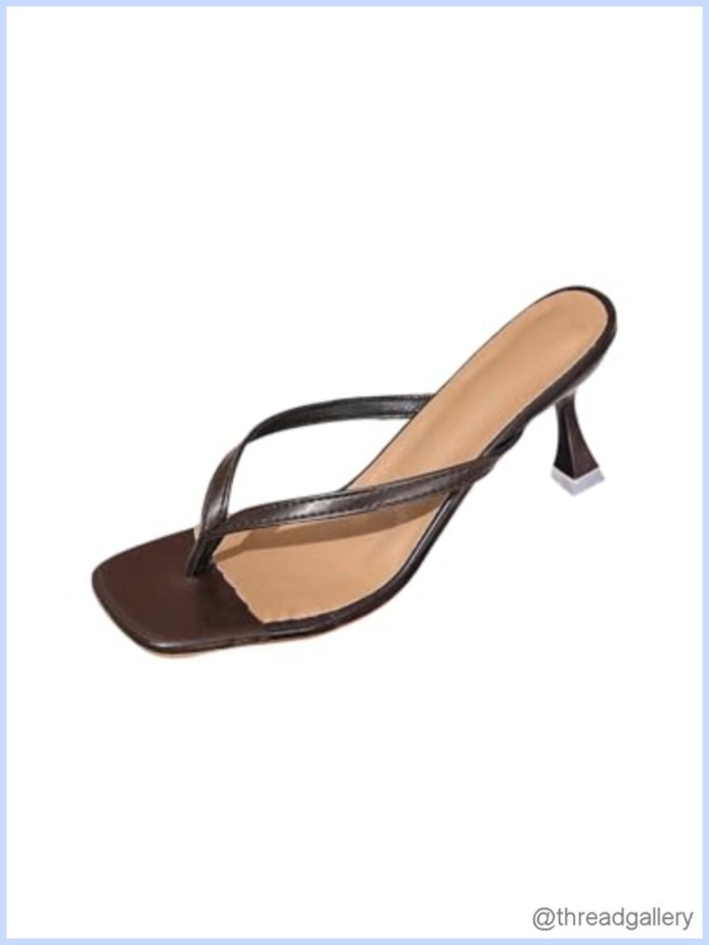 Faux Leather Strappy Kitten Heel Thong Flip Flop Sandals Slip On